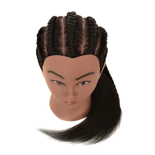 Vista 2 de RIHANNAHAIR - Cabello humano 100% real estilo afro, incluye cabeza de maniquí para peluquería: prácticas de estilismo, trenzado, rizado, estilizado