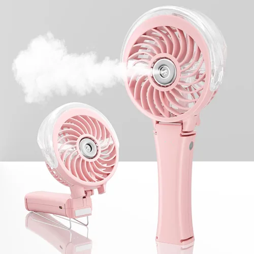Vista 21 de HandFan Ventilador de nebulización portátil mejorado, ventilador de niebla personal recargable, ventiladores de niebla de agua en aerosol, mini Beige