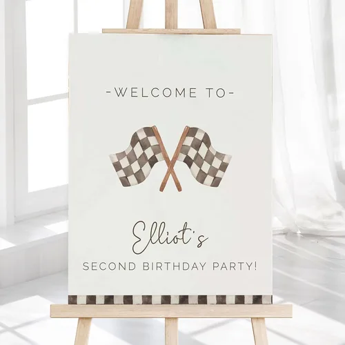 Vista 7 de Race Car Birthday Welcome Sign for Boys, Custom Racing Truck Theme Party Decoration, Personalized Red Sports Car Poster, Kid’s Age Banner for Race
