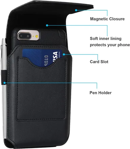 Vista 2 de BECPLT Funda de cuero con clip para cinturón para Galaxy S24-20 con rotación de 360 grados, limitada a S24, S23, S22, S21, S20, S10, S9, S8, S7 Edge