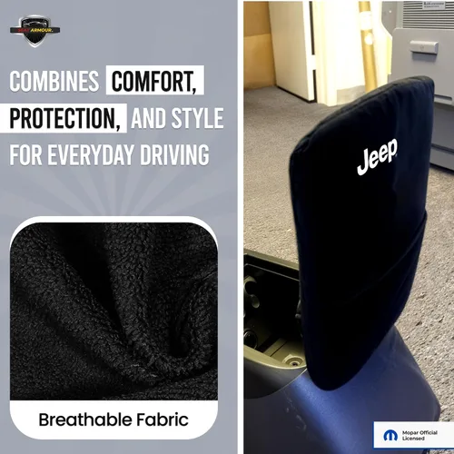 Vista 3 de Cubierta de reposabrazos de consola premium para Jeep Grand Cherokee 2011-2019 – Protector de tapa de consola suave, lavable a máquina – Fácil