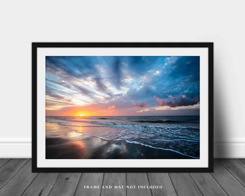 Vista 3 de Impresión fotográfica costera (no enmarcada) Imagen del amanecer escénico sobre la playa en Hilton Head Island Carolina del Sur, arte de pared