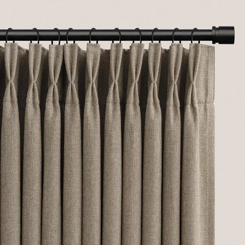 Vista 32 de TWODRAPES Juego de 2 paneles de cortinas plisadas de lino de 96 pulgadas de Avena