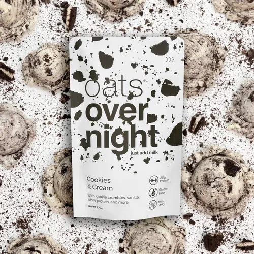 Vista 6 de Oats Overnight Galletas y Crema - Avena durante la noche con 20 g de proteína de suero, batido de proteína de desayuno alto en fibra - Harina
