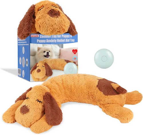 Vista 11 de WEOK Juguete de Latidos del Corazón para Cachorros para Alivio de Ansiedad por Separación, Animal de Peluche con Latidos Ayuda Conductual Calmante