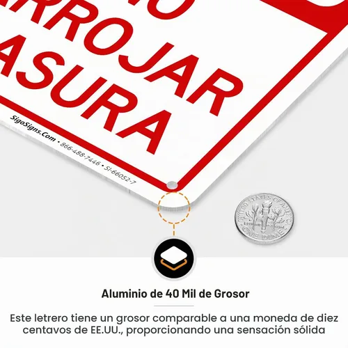 Vista 6 de No se permite el dumping No Arrojar Basura Bilingüe Sign