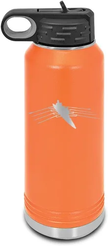 Vista 12 de Row - Botella de agua grabada con láser personalizable de acero inoxidable con pajilla, color azul marino, 32 onzas