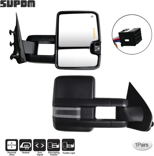 Vista 2 de Espejos de remolque compatibles con Chevy Silverado GMC Sierra 1500 2500 HD 3500 HD de 2014 2015 2016 2017 2018, con señales de giro ajustadas