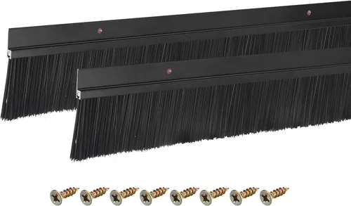 Vista 37 de uxcell 2 piezas barredor de cepillo inferior para puerta forma H base de aleación de aluminio con cepillo de nailon de 0.4 pulgadas para hogar