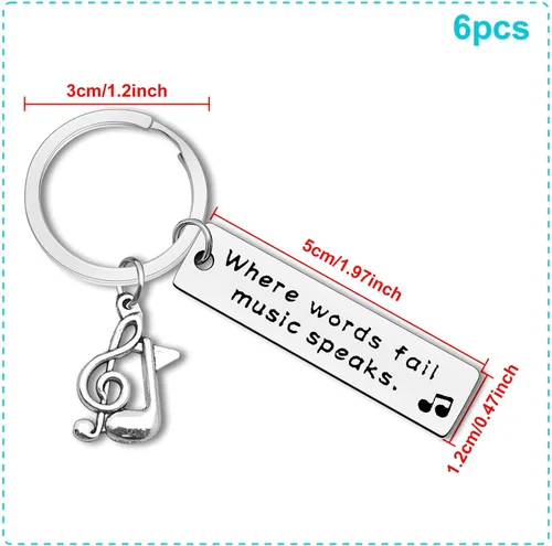 Vista 2 de Llavero de regalo de música Where Words Fail Music Speaks Keyring Music Lover Regalo de agradecimiento para profesores de música, estudiantes