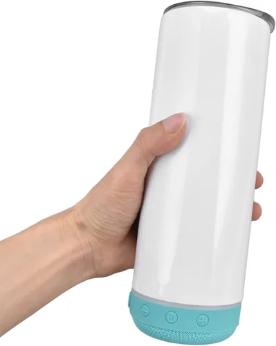 Vista 5 de Vaso de altavoz de 20 onzas, taza de altavoz impermeable de acero inoxidable, vaso con altavoz Bluetooth, altavoz de 3 W, vacío de doble pared