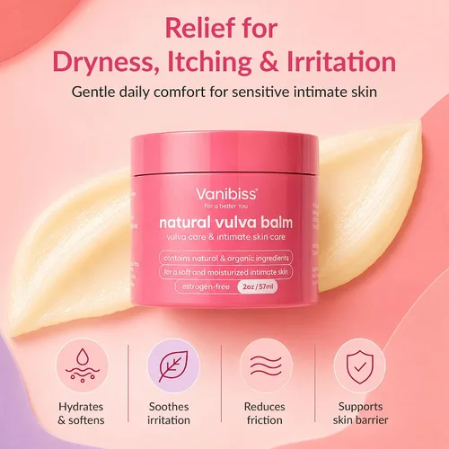 Vista 2 de Vanibiss Natural Vulva Balm - Crema Vulva y crema hidratante tópica para el cuidado de la piel tierna, alivia la sequedad, picazón, rozaduras