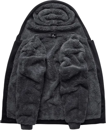 Vista 18 de SCODI Sudaderas con capucha para hombre, forro polar pesado, cremallera completa, forro de sherpa grueso, chaqueta con capucha