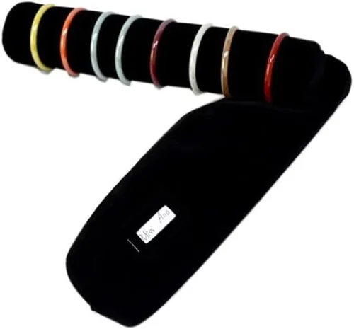 Vista 2 de Bolsa de viaje para reloj de pulsera, organizador de joyas, bolsa portátil de terciopelo negro y gris con inserto de rollo extraíble
