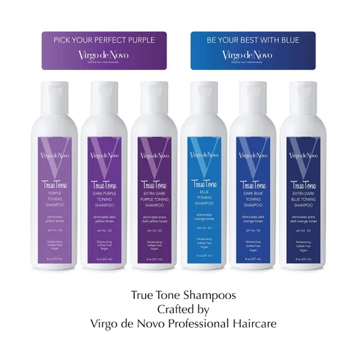 Vista 7 de Virgo de Novo - Champú tonificante azul para morenas, brondas, resaltado, 8 onzas