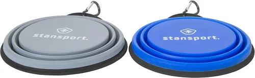Vista 3 de Stansport Cuencos plegables de silicona para viaje, paquete de 2, gris y azul, grandes