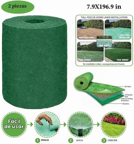 Vista 2 de Rollo de tapete de semillas de césped, tapete de semillas de césped biodegradable, manta de germinación de semillas de césped para plantas de patio