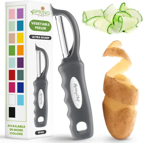 Vista 17 de Spring Chef Pelador de verduras giratorio prémium, color negro