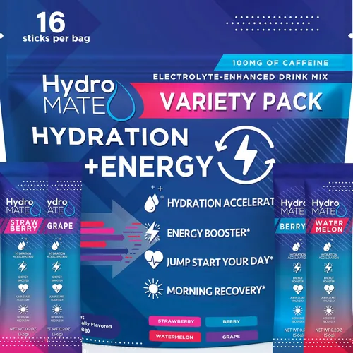 Vista 8 de HydroMATE - Paquetes de electrolitos en polvo para mezclar bebidas, acelerador de hidratación, bajo en azúcar, alivio rápido para fiestas