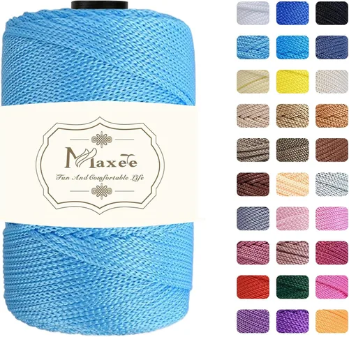 Vista 70 de Cordón de macramé de poliéster de alta calidad de 0.118 in × 218 yardas, 0.118 in, 100% polipropileno, ideal para ganchillo, ganchos de pared