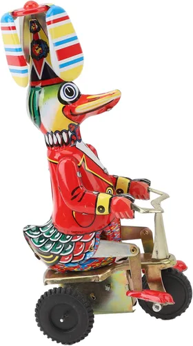 Vista 8 de Tbest Juguete de hojalata mecánica, juguete de pato en lata, hecho a mano, delicado reloj retro, juguete de cuerda para adultos, colecciones