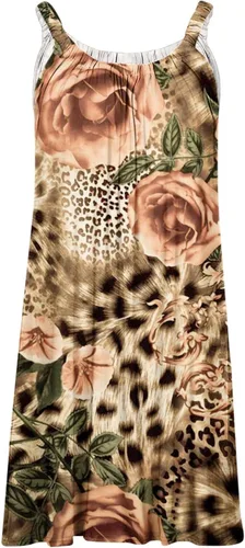 Vista 4 de Feancey Summer Dresses for Women 2023 Casual Beach Tank Dress Fashion Floral Print Boho Dress Sleeveless Cover Up Sundress
