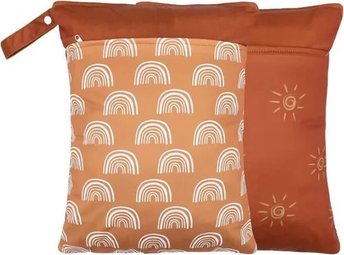Vista 11 de Paquete de 2 bolsas para artículos húmedos y secos para pañales de tela y piezas de extractor de leche, bolsa húmeda reutilizable impermeable