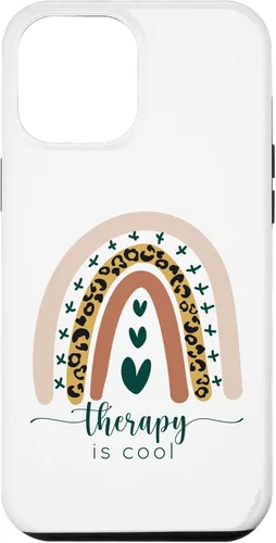 Vista 6 de iPhone 15 Therapy is Cool Mental Health Awareness Rainbow Leopard Cute Case