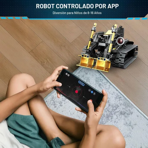 Vista 4 de Kit de construcción de robot con control remoto, regalos STEM para niños de 8 a 12 años, kit de robot científico, robótica, juguete técnico para Gris