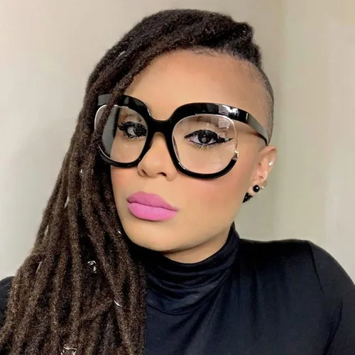 Vista 4 de Cvonnron Womens Oversized Round Eyewear Frames Blue Light Blocking Glasses Fake Round Non-Prescription Clear Lens Eyeglasses