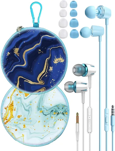 Vista 15 de 2 paquetes de auriculares para niños (azulvioleta) GOGOSINIS 2-Pack Teens Wired Student Earbuds with Carabiner Clips to Attach on School