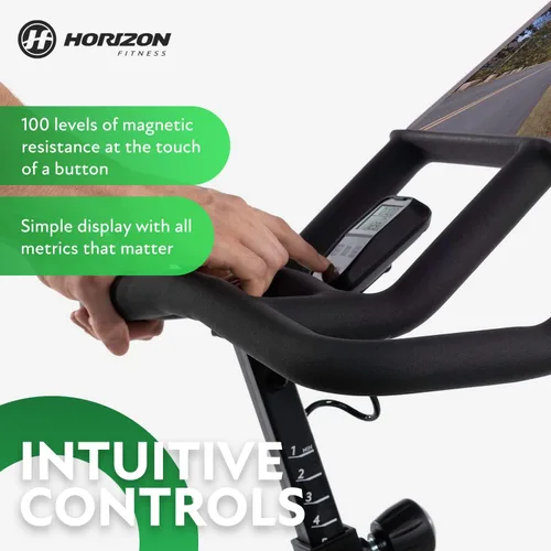 Vista 3 de Horizon Fitness 5.0 IC - Bicicleta de ciclismo para interiores, fitness y cardio, bicicleta de ciclismo de resistencia magnética con Bluetooth