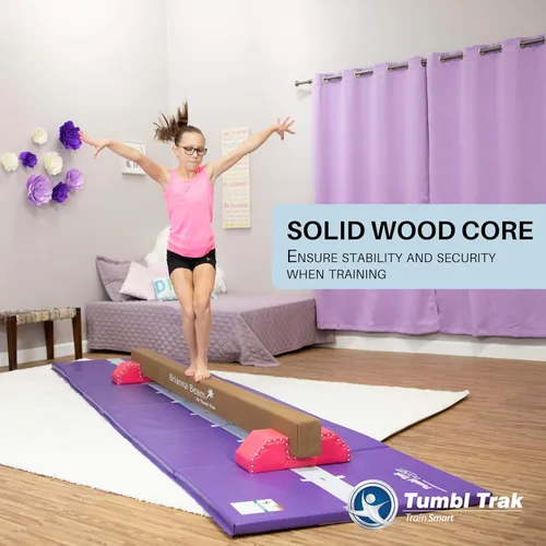 Vista 5 de Tumbl Trak viga de equilibrio modelo Brianna de gamuza. Rosado