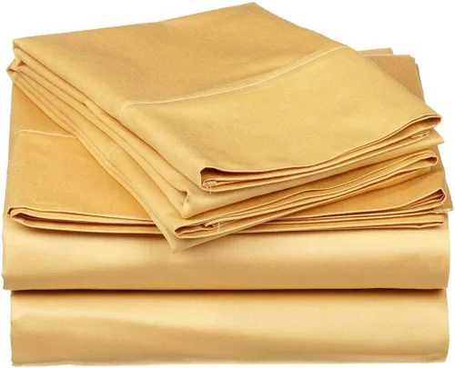 Vista 55 de Sábana egipcia beige maciza Full- 1 sábana bajera ajustable extra profunda para colchón de 16.0 in a 18.0 in