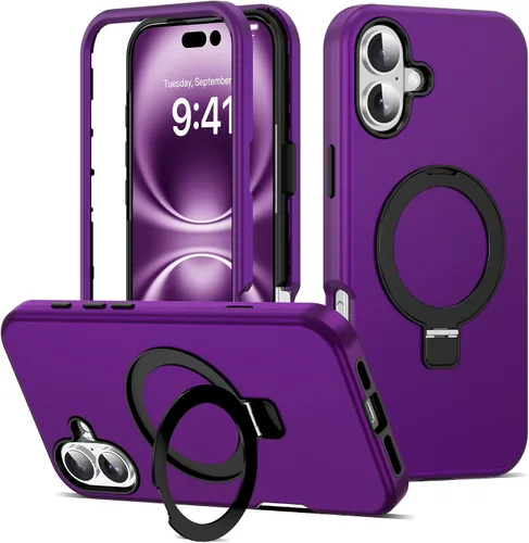 Vista 36 de Funda compatible con iPhone 13 y 14 de 6.1 pulgadas con soporte de anillo magnético [protección militar contra caídas] [compatible con Mag-Safe]