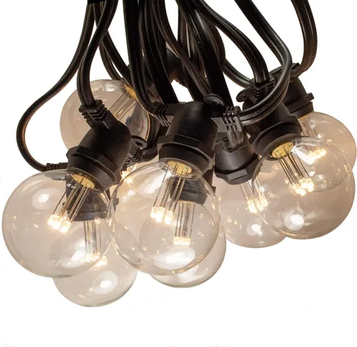 Vista 9 de Cadena de luces LED comerciales C9 G50 de 25 pies con 20 LED G50 transparentes de 2 pulgadas, bombillas de 6 vatios y cable blanco LED G50 Diode