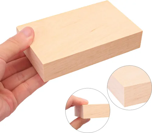Vista 3 de Paquete de 20 bloques de madera de 3 x 5 pulgadas para manualidades, tablero rectangular de madera de 5 x 3 x 1 pulgadas para manualidades, tallado