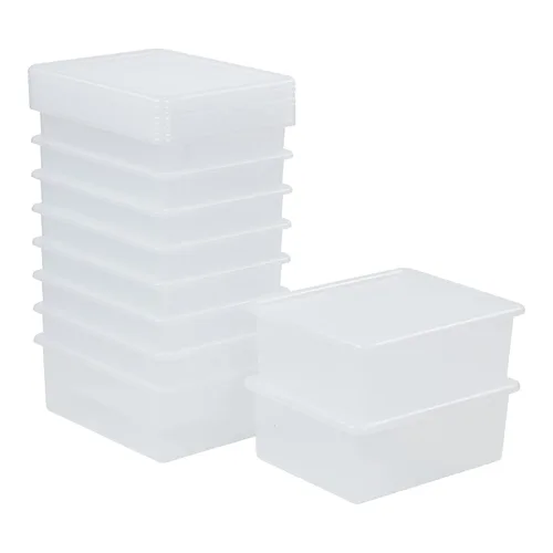 Vista 11 de ECR4Kids Bandeja profunda tamaño carta con tapa, contenedor de almacenamiento, surtido, 10 piezas