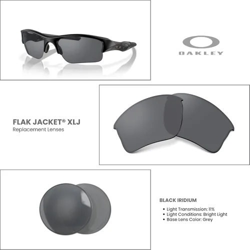 Vista 3 de OAKLEY Original Flak Jacket XLJ OO9009 Replacement Lenses For Men For Women+ Bundle Microfiber Pouch -FRAMES NOT INCLUDED