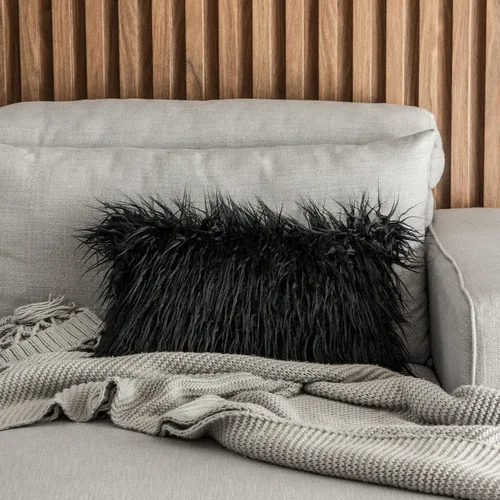 Vista 8 de K KEVIN TEXTILE - Juego de 2 fundas decorativas de lujo serie nueva estilo negro de pelo sintético para cojines de sofá, dormitorio y automóvil, 45