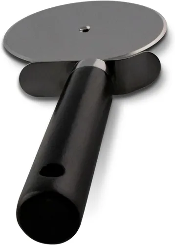 Vista 5 de Cortador de pizza con ruedas de 4 pulgadas con mango de madera, hoja afilada de acero inoxidable para rebanar fácilmente pizza, pan y pasteles