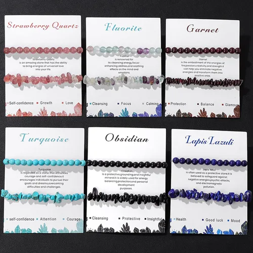 Vista 22 de Pulseras de cristal curativo para mujer, 2 pulseras de piedra natural de 0.236 pulgadas, pulseras elásticas de cuentas de cristal hechas a mano