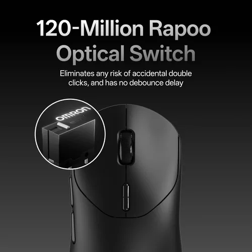 Vista 6 de Rapoo Ratón inalámbrico para juegos VT2 MAX, tasa de sondeo inalámbrico real de 8K, peso ligero de 1.87 oz, batería de hasta 750 horas, MCU nórdico