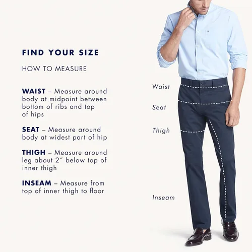 Vista 3 de Tommy Hilfiger Pantalones chinos de algodón elástico cómodo para hombre en ajuste personalizado