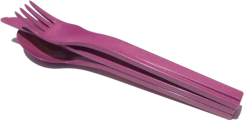 Vista 2 de Tupperware Snap Together On the Go Utensils Tenedor Cuchillo Cuchara en Púrpura
