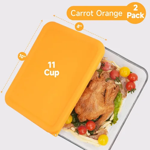 Vista 2 de LUVCOSY Tapa rectangular de silicona para almacenamiento de 11 tazas de repuesto para cuencos de vidrio Pyrex 7212-PC, (recipiente no incluido)