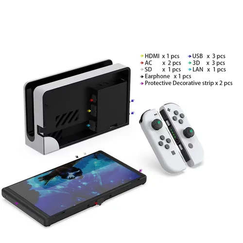 Vista 4 de ECHZOVE Switch OLED Silicone Soft Rubber Dust Proof Plug, Nintendo Switch Dust Proof Cover Assessories Kits,Dust Cover for HDMI, USB, AC, SD, LAN