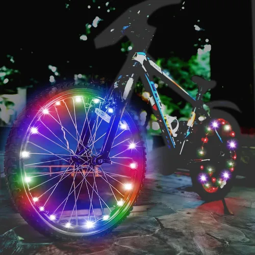 Vista 7 de dobestyou - Luz LED para rueda de bicicleta, luz para rueda de bicicleta para ciclismo nocturno, impermeable IP65, iluminación de 3 modos, fácil