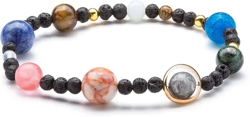 Vista 7 de Fesciory Solar System Bracelet for Women, Universe Galaxy Beaded Jewelry Azul 1