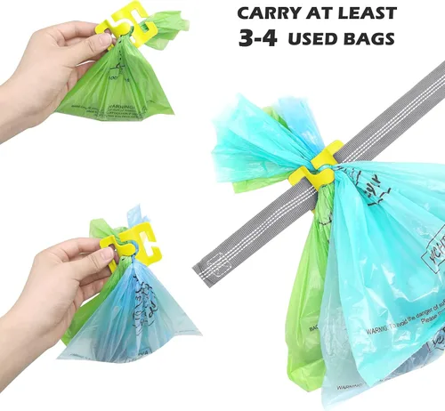 Vista 3 de Bolsas para excrementos de perro para correa básica, manos libres, bolsas de basura para mascotas, dispensador de correa, accesorios para pasear
